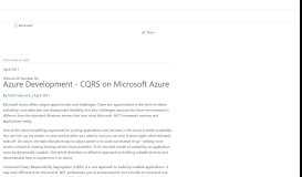 
							         Azure Development - CQRS on Microsoft Azure - MSDN								  
							    