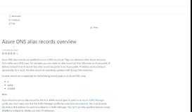 
							         Azure DNS alias records overview | Microsoft Docs								  
							    