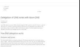
							         Azure DNS delegation overview | Microsoft Docs								  
							    