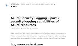 
							         Azure Security Logging – part 2: security-logging capabilities of Azure ...								  
							    