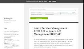 
							         Azure Service Management REST API vs Azure API ... - Paul Ryan								  
							    