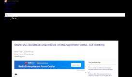 
							         Azure SQL database unavaliable on management portal, but working ...								  
							    
