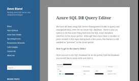 
							         Azure SQL DB Query Editor – Dave Bland								  
							    
