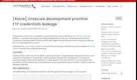 
							         [Azure] Unsecure development practice: FTP credentials ... - Intrinsec								  
							    