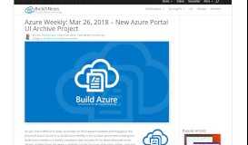
							         Azure Weekly: Mar 26, 2018 - New Azure Portal UI Archive Project ...								  
							    