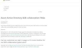 
							         B2B collaboration FAQs - Azure Active Directory | Microsoft Docs								  
							    