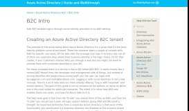 
							         B2C Intro - Azure Active Directory | Guide and Walkthrough								  
							    