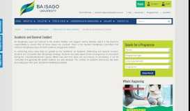 
							         BA ISAGO University Academic and General Conduct								  
							    