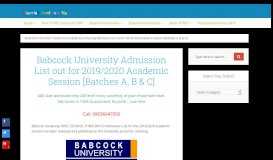 
							         Babcock University Admission List, 2018/2019 (Batch A, B, C & D)								  
							    