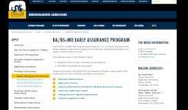 
							         BA/BS + MD Early Assurance Program | Undergraduate Admissions ...								  
							    