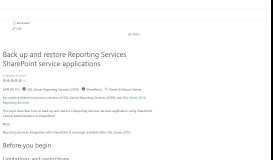 
							         Backup and Restore Reporting Services SharePoint Service ...								  
							    