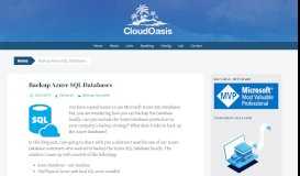 
							         Backup Azure SQL Databases - CloudOasis								  
							    