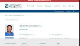 
							         Balasekaran, Ranga, M.D. | Doctors and Providers | Northwest ...								  
							    