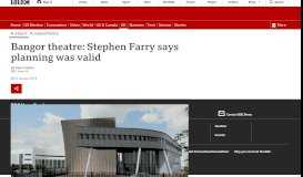 
							         Bangor theatre: Stephen Farry says planning was valid - BBC News								  
							    