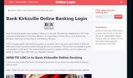 
							         Bank Kirksville Online Banking Login								  
							    