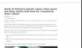 
							         Bank of America points value | Million Mile Secrets								  
							    