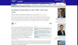
							         Banking integration in the EMU: Let's get real! | VOX, CEPR Policy Portal								  
							    