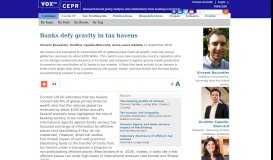 
							         Banks defy gravity in tax havens | VOX, CEPR Policy Portal - VoxEU								  
							    