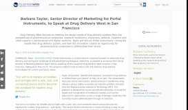 
							         Barbara Taylor, Senior Director of Marketing for Portal Instruments, to ...								  
							    