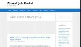 
							         BARC Group C Bharti 2019 Archives - Bharat Job Portal								  
							    
