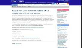 
							         Barcelona GSE Summer Forum 2018 | VOX, CEPR Policy Portal - Vox EU								  
							    
