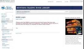 
							         BARD Login - Montana Talking Book Library - Montana.gov								  
							    