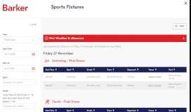 
							         Barker College Sports Fixtures								  
							    