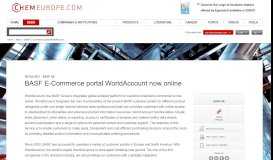 
							         BASF E-Commerce portal WorldAccount now online - chemeurope.com								  
							    