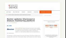 
							         Baxter updates Sharesource dialysis monitoring platform								  
							    