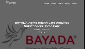 
							         BAYADA Home Health Care Acquires Nursefinders Home Care								  
							    