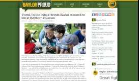 
							         BaylorProud » 'Portal To the Public' brings Baylor research to life at ...								  
							    