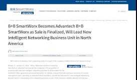 
							         B+B SmartWorx Becomes Advantech B+B SmartWorx as Sale is ...								  
							    