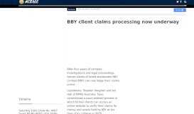 
							         BBY client claims processing now underway | Mirage News								  
							    
