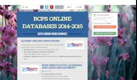 
							         BCPS Online Databases 2014-2015 | Smore Newsletters								  
							    