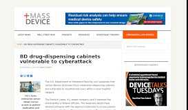 
							         BD drug-dispensing cabinets vulnerable to cyberattack								  
							    