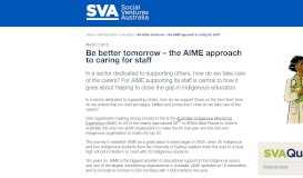 
							         Be better tomorrow – the AIME approach to caring for staff - Social ...								  
							    