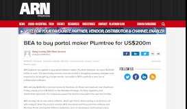 
							         BEA to buy portal maker Plumtree for US$200m - ARN								  
							    