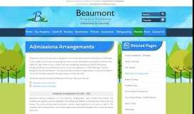 
							         Beaumont Primary Academy - Admissions Arrangements								  
							    