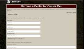 
							         Become A Dealer | Cruiser RVs								  
							    