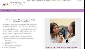 
							         Become A Patient - New Horizons Healthcare								  
							    
