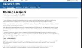 
							         Become a supplier - Supplying the BBC - BBC								  
							    