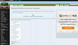 
							         Bedrock Edition exclusive features – Official Minecraft Wiki								  
							    