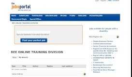 
							         BEE ONLINE TRAINING DIVISION | The Jobs Portal								  
							    
