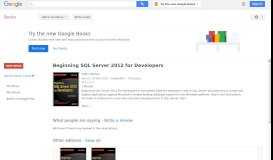 
							         Beginning SQL Server 2012 for Developers								  
							    