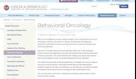 
							         Behavioral Oncology - CHCWM - Cancer & Hematology Centers of ...								  
							    