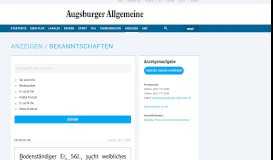 
							         Bekanntschaften - Augsburger Allgemeine								  
							    