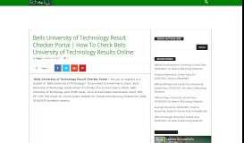 
							         Bells University of Technology Result Checker Portal | How To ...								  
							    