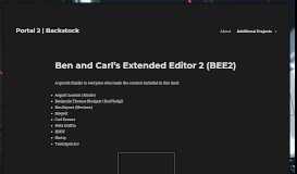 
							         Ben and Carl's Extended Editor 2 (BEE2) – Portal 2 | Backstock								  
							    