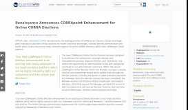 
							         Benaissance Announces COBRApoint Enhancement for Online ...								  
							    