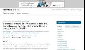 
							         Beneficial effects of low alcohol exposure, but adverse effects of high ...								  
							    